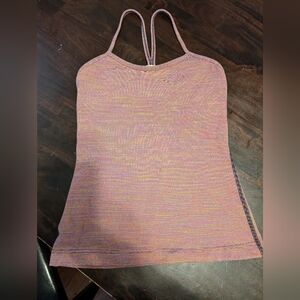 Lululemon Yoga Tank Top w/Built in Bra, Women's 4, Pink/Multi